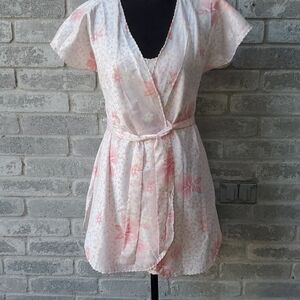 Sabrina Nightgown Robe Womens Small Pink White Set Floralcore